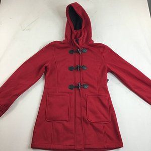NEW Big Chill Women's Hooded Toggle Duffle Coat Maroon Pocket Front Size M